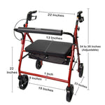 McKesson Bariatric Red Folding Steel Four-Wheel Rollator