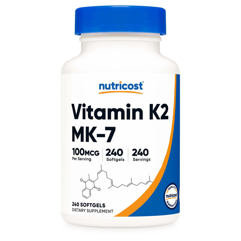 Dietary Supplement nutricost® Vitamin K2 MK-7 100 mcg Strength Softgel 240 Per Bottle
