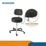 McKesson Pneumatic Exam Stool, Black, with Backrest