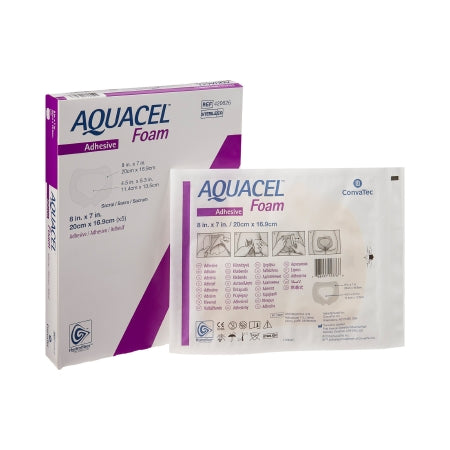Foam Dressing Aquacel® 7 X 8 Inch With Border Waterproof Film Backing Silicone Adhesive Sacral Sterile