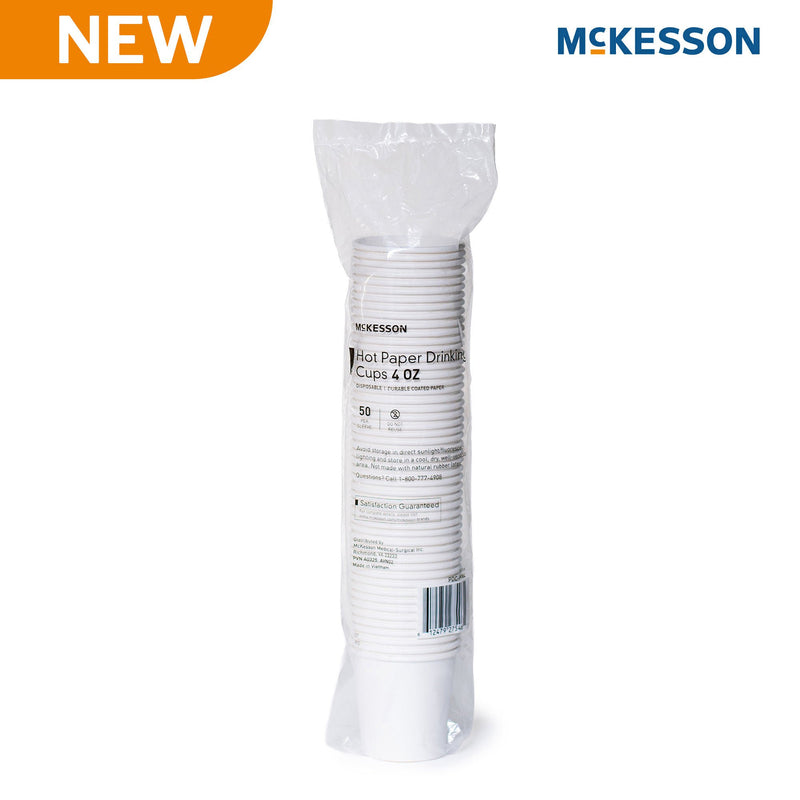McKesson Paper Drinking Cup for Hot Beverages, White, 4-ounce Capacity