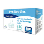 Safety Insulin Pen Needle Embrace® 31 Gauge 8 mm Length Manual Safety