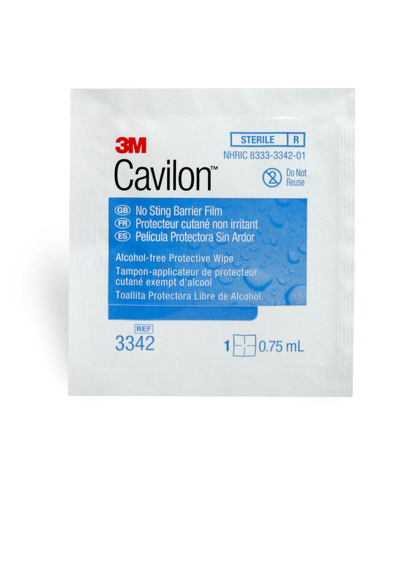 Skin Barrier Wipe 3M™ Cavilon™ No Sting 35 to 65% Strength Hexamethyldisiloxane / Isooctane / Acrylate Terpolymer / Polyphenylmethylsiloxane Individual Packet Sterile