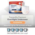 Tranquility Premium OverNight Disposable Absorbent Underwear, 3XL
