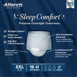 Attends® Sleep Comfort Premium Overnight Underwear, 2X-Large, 68 – 80 Inches