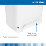 McKesson Waste Can with Step-On Pedal, Plastic, White, 14.37 x 15.16 x 18.9 Inch