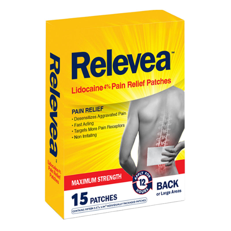 Topical Pain Relief Relevia® 4% Strength Lidocaine Patch 15 per Box