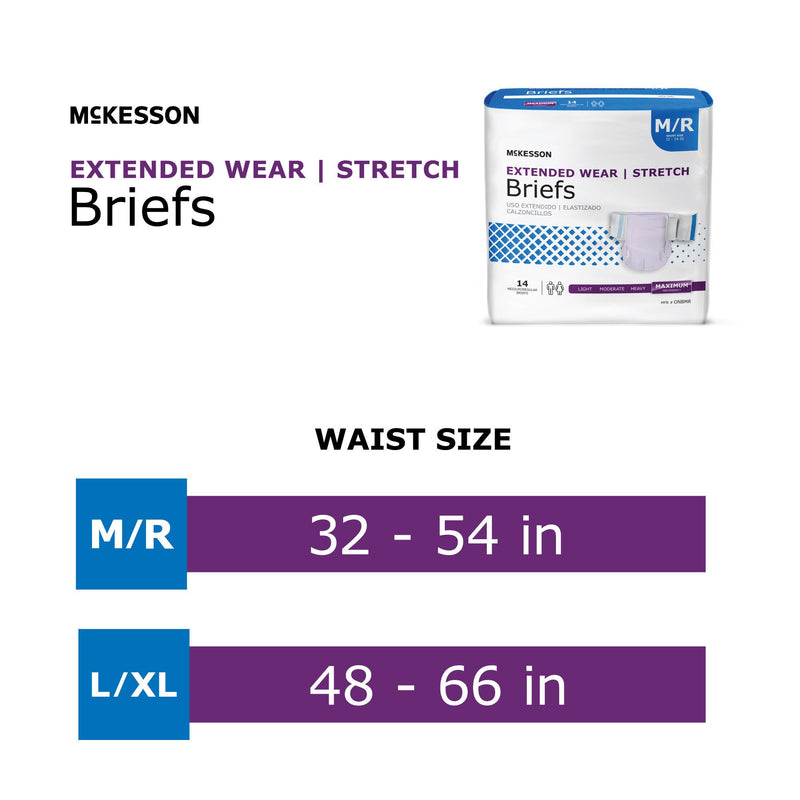 McKesson Extended Wear Maximum Absorbency Incontinence Brief, Large / X-Large