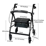 McKesson Folding Aluminum Four-Wheel Rollator, Black