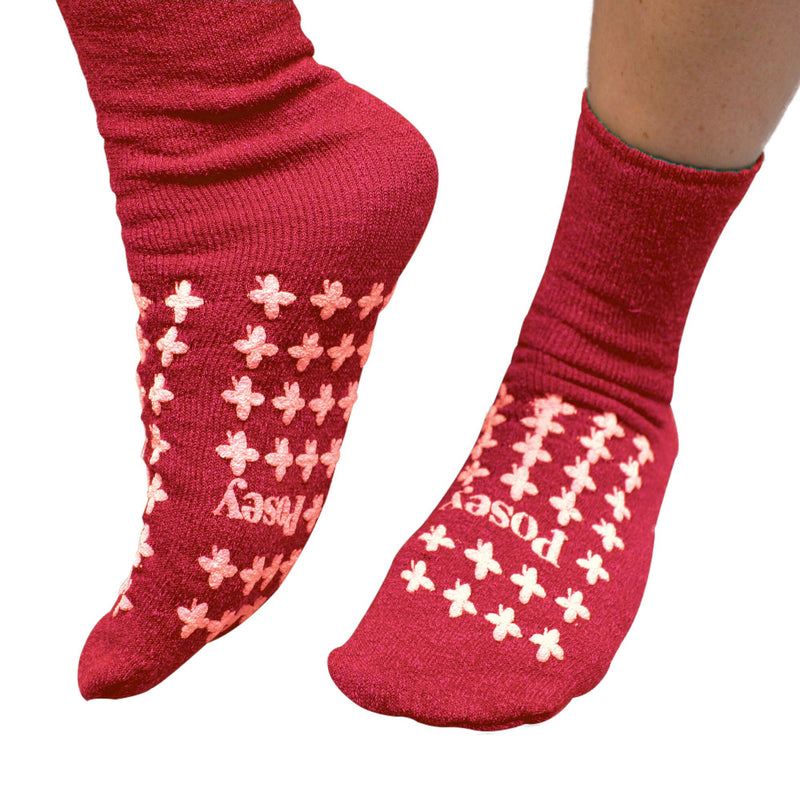 Posey® Fall Management Slipper Socks, Red, Large