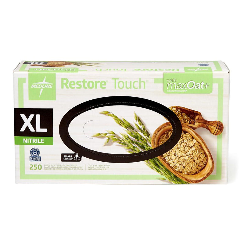 Exam Glove Restore® Touch X-Large 250 per Box NonSterile Nitrile Standard Cuff Length Textured Fingertips Green Chemo Tested
