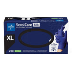 Exam Glove SensiCare® Silk X-Large 230 per Box NonSterile Nitrile Standard Cuff Length Textured Fingertips Dark Blue Chemo Tested
