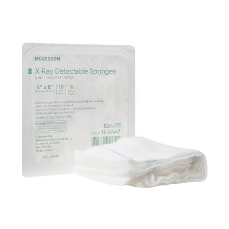 Gauze Sponge McKesson 4 X 8 Inch 10 per Tray Sterile 16-Ply Rectangle