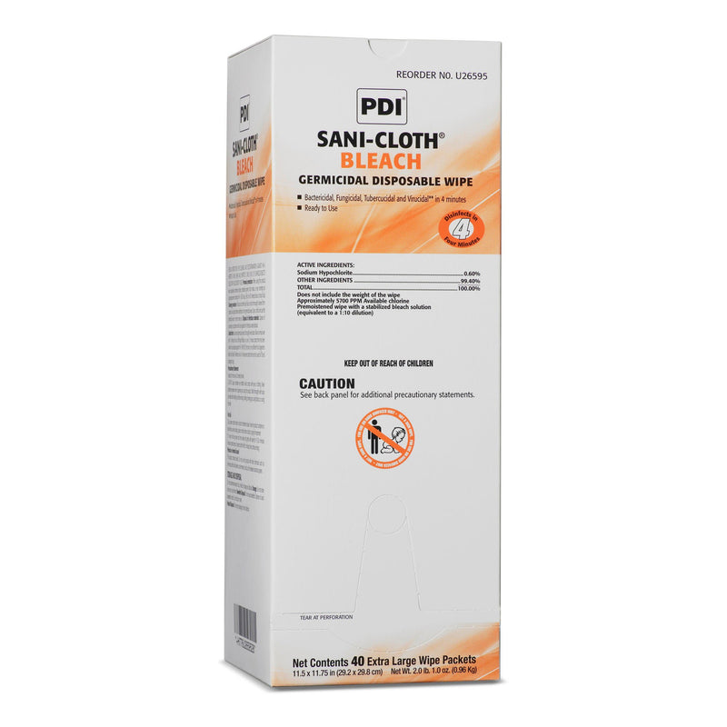 Sani-Cloth® Surface Disinfectant Cleaner Bleach Wipe, 11.5 x 11.75 Inch