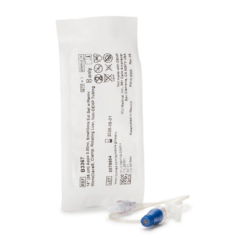 IV Extension Set ICU Needle-Free Port Small Bore 14 Inch Length