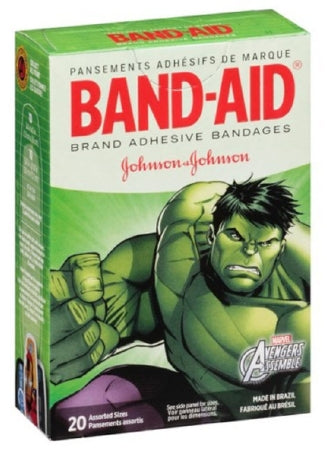 Adhesive Strip Band-Aid® 5/8 X 2-1/4 Inch / 3/4 X 3 Inch Plastic Rectangle / Round Kid Design (Avengers) Sterile