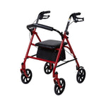 McKesson Folding Steel Four-Wheel Rollator, 12-Inch Seat Width, Red
