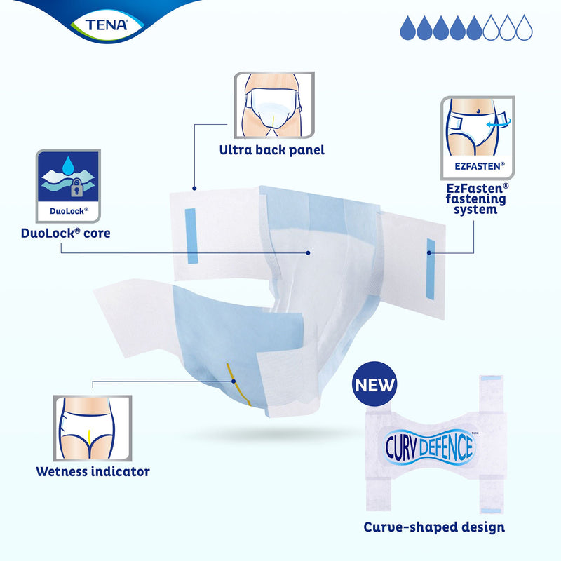 Tena® Dry Comfort™ Briefs with Curvdefence™ Extra Large, 52 – 62 Inch Five Drops