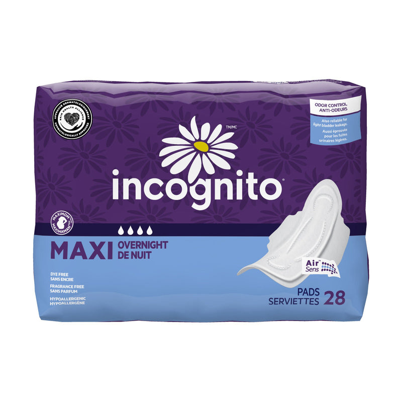 Feminine Pad Incognito® Maxi with Wings / Overnight Heavy Absorbency