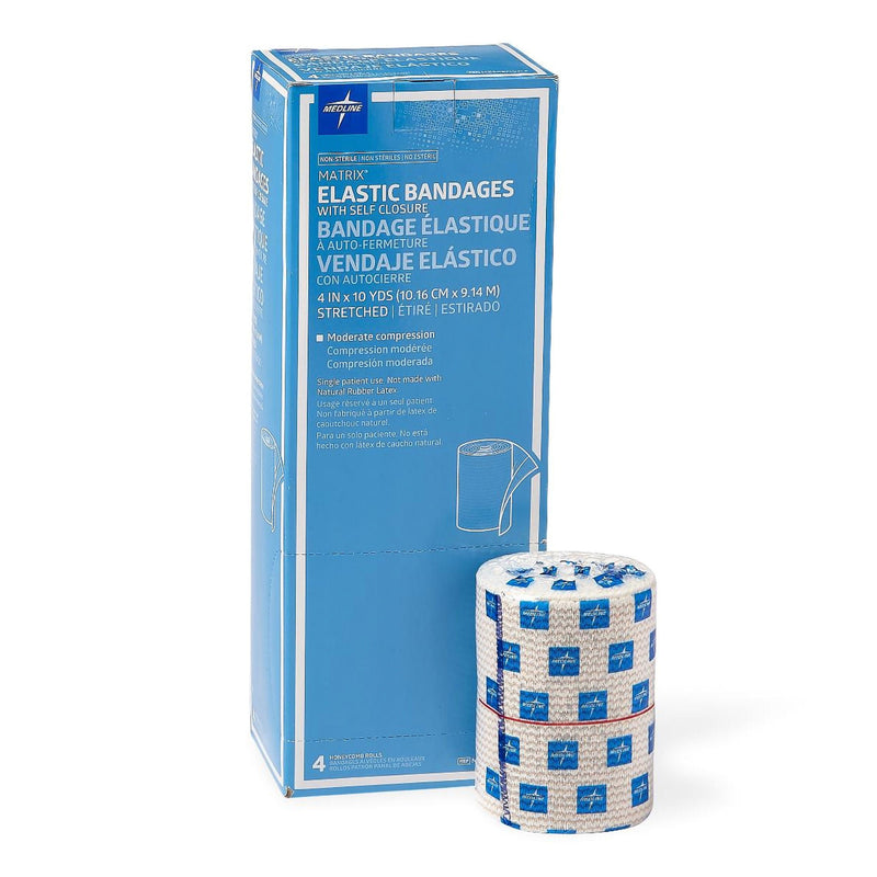 Medline Matrix® Elastic Bandage with Self-Closure, Stretched, 4 Inch x 10 Yard