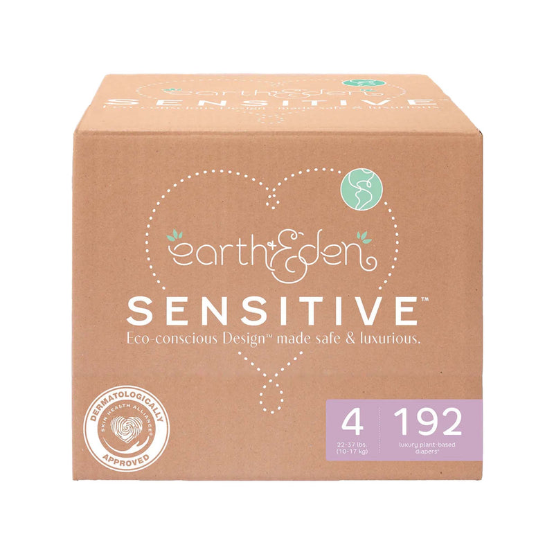 Earth & Eden Sensitive Baby Diapers, Size 4 for Babies Weighing 22 – 37 lbs.