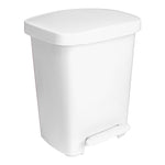 McKesson Waste Can with Step-On Pedal, Plastic, White, 14.37 x 15.16 x 18.9 Inch
