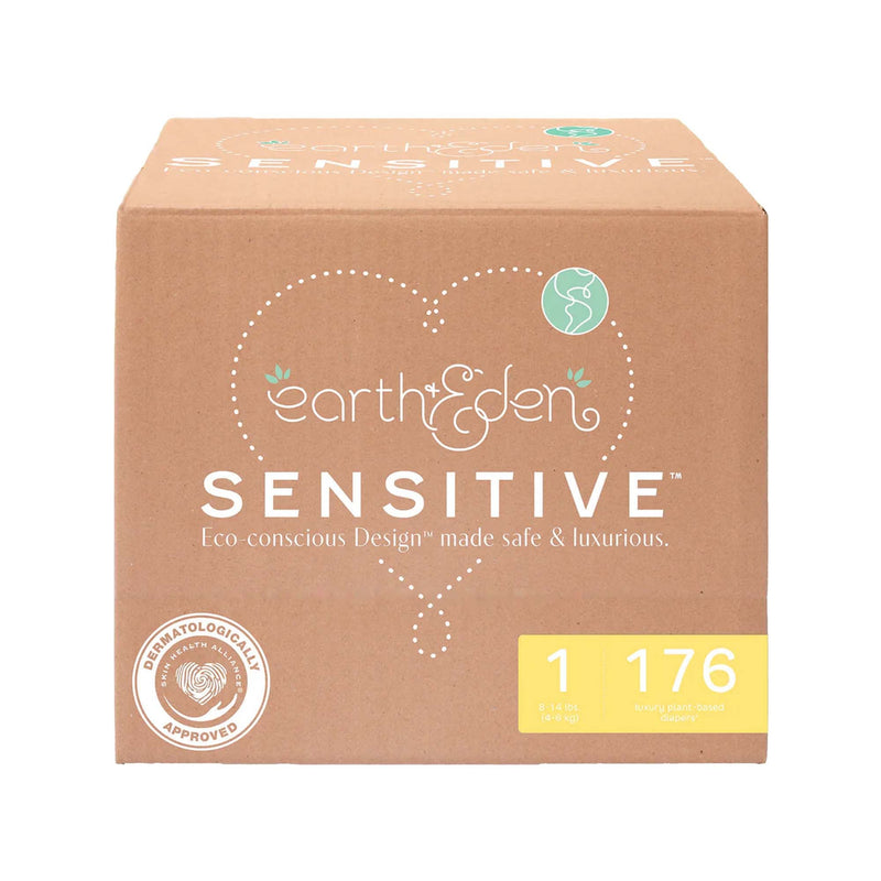 Earth & Eden Sensitive Baby Diapers, Size 1 for Babies Weighing 8 – 14 lbs.