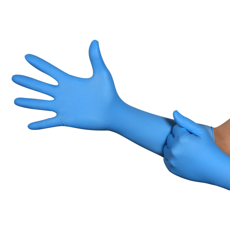 Chemical Protection Glove Micro-Touch® Central Supply SPD Plus Small Nitrile Blue 16 Inch Length Beaded Cuff NonSterile