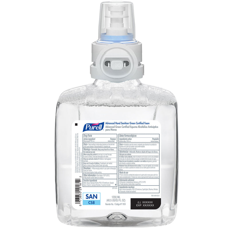 Purell® Advanced Green Certified Hand Sanitizer, 1200 mL Dispenser Refill Bottle