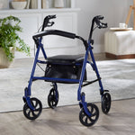 McKesson Folding Steel Four-Wheel Rollator, Blue