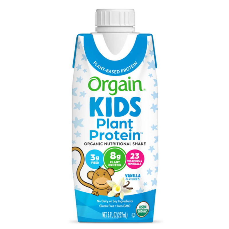 Pediatric Oral Supplement Orgain® Kids Plant Protein™ Organic Nutritional Shake Vanilla Flavor 8 oz. Carton Liquid Protein