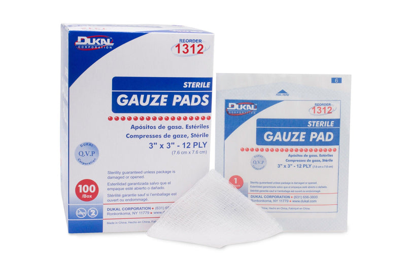 Dukal™ Sterile Gauze Sponge, 3 x 3 Inch, 12-Ply