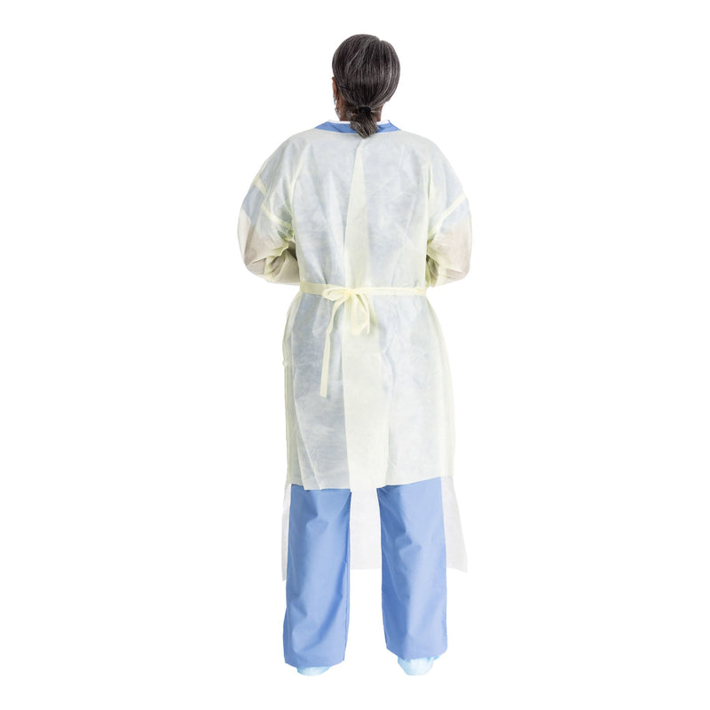 Protective Procedure Gown Halyard Basics Large Yellow NonSterile AAMI Level 2 Disposable