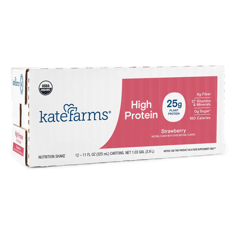 Oral Supplement Kate Farms High Protein Strawberry Flavor Liquid 11 oz. Carton