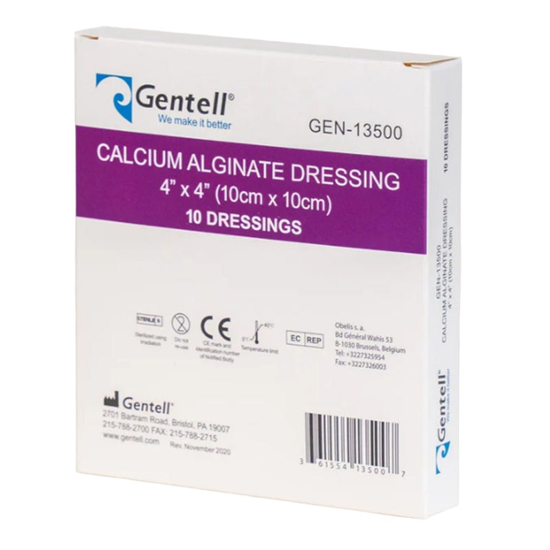 Alginate Dressing Gentell® Calcium Alginate 4 X 4 Inch Square