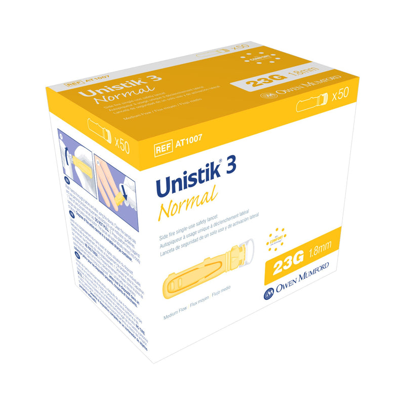 Unistik® 3 Normal Safety Lancet, 23 Gauge, 1.8 mm Depth