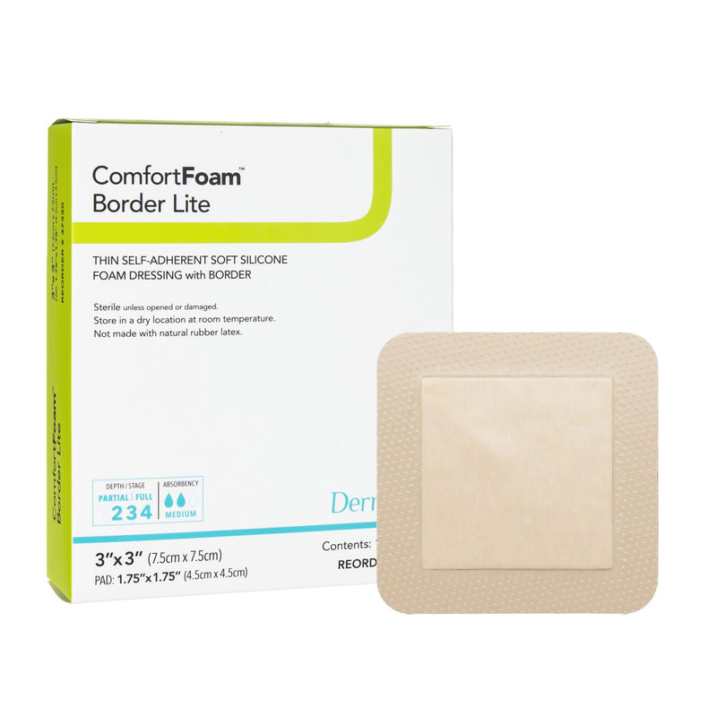 ComfortFoam™ Border Lite Thin Bordered Foam Wound Dressing, 3 x 3 Inch