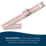 Posey® Gait Belt, Nickel Buckle, Pastel Striped, 54-Inch Length