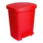 McKesson Waste Can with Step-On Pedal, Plastic, Red, 15.16 x 14.37 x 18.9 Inch