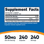 Dietary Supplement nutricost® Zinc Picolinate 50 mg Strength Capsule 240 Per Bottle