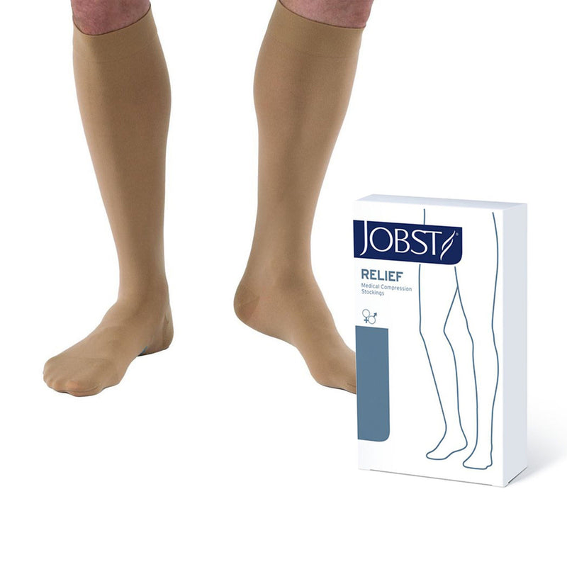 Jobst® Relief Compression Stockings, Knee High, Large, Beige, Closed Toe