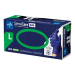 Exam Glove SensiCare® Silk Large 250 per Box NonSterile Nitrile Standard Cuff Length Textured Fingertips Dark Blue Chemo Tested