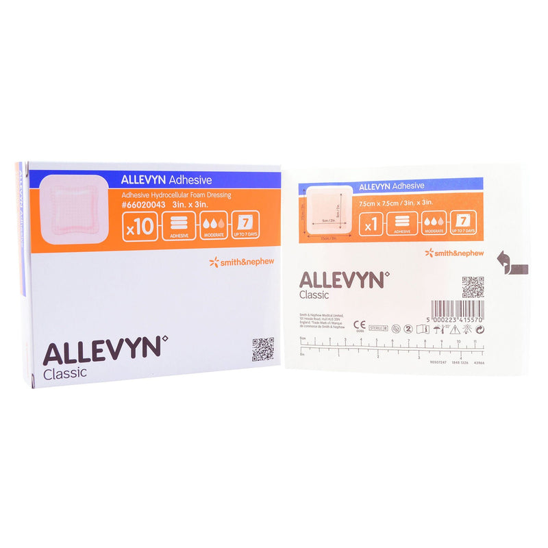 Allevyn Adhesive with Border Foam Dressing, 3 x 3 Inch