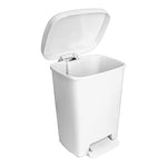 McKesson Waste Can with Step-On Pedal, Plastic, White, 14.37 x 15.16 x 18.9 Inch