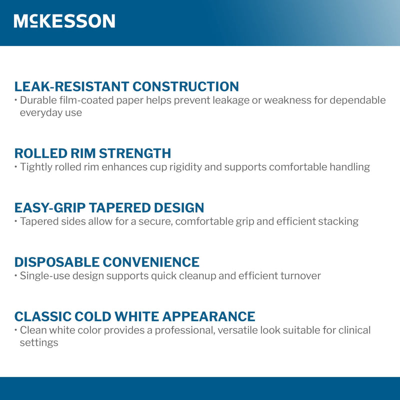McKesson Paper Drinking Cup for Cold Beverages, White, 3-ounce Capacity