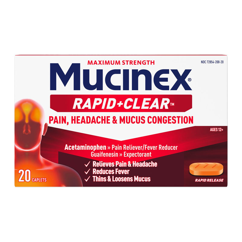 Mucinex® Rapid + Clear™ for Pain, Headache and Mucus Congestion Caplets