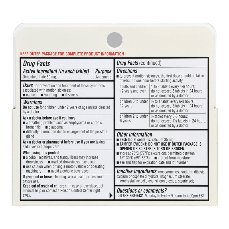 Foster & Thrive™ Motion Sickness Dimenhydrinate 50 mg Tablets