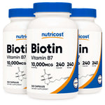 Dietary Supplement nutricost® Biotin 10 mg Strength Capsule 240 Per Bottle