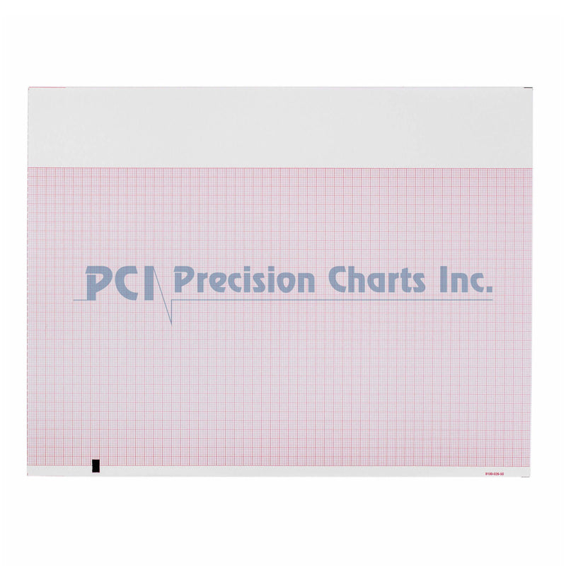 Precision Charts Thermal ECG Recording Paper with Red Grid, 8-1/2 x 11 Inch
