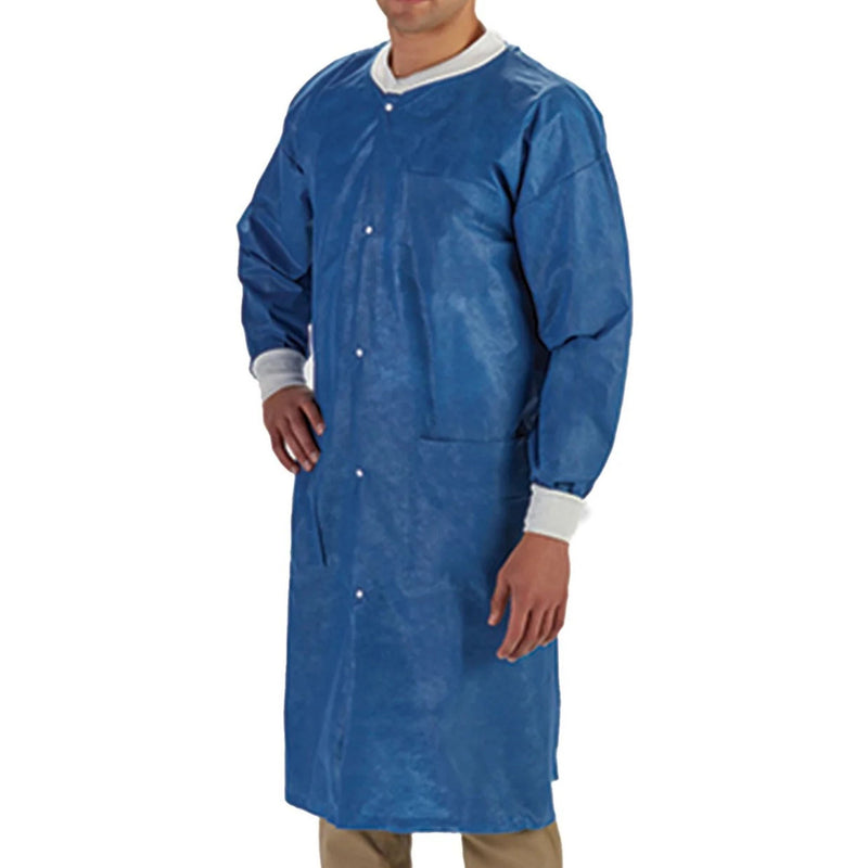 Lab Coat LabMates® Blue 3X-Large Knee Length SMS Disposable